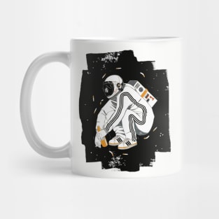 Squatting Gopnik Slav with tracksuit in space T-shirt Mug